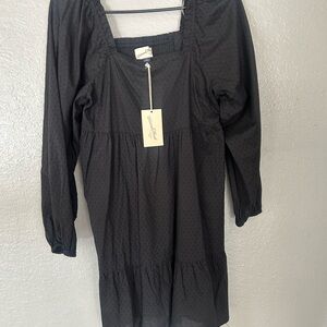 Universal thread Black long Sleeve Smocked Square Neck Dress